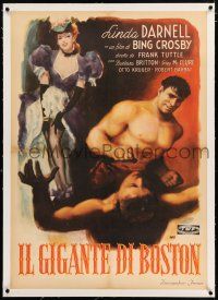 3r302 GREAT JOHN L linen Italian 1sh '45 different art of heavyweight boxing champ & Linda Darnell!