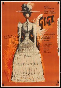 3r095 GIGI linen Polish 23x34 '61 different Franciszek Starowieuski art of Leslie Caron!