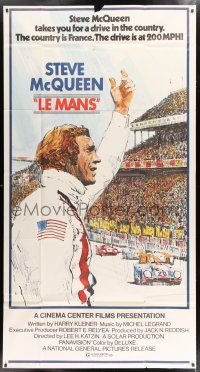 3t113 LE MANS 3sh '71 Tom Jung artwork of race car driver Steve McQueen waving at fans!