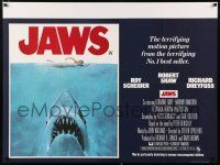 3t476 JAWS British quad '75 art of Steven Spielberg's classic man-eating shark & sexy swimmer!