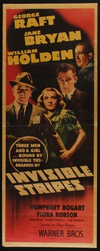 3t122 INVISIBLE STRIPES insert '39 George Raft, Jane Bryan, William Holden, Humphrey Bogart shown!