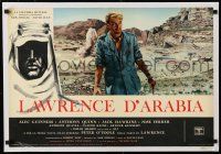 3t549 LAWRENCE OF ARABIA Italian photobusta '63 David Lean, Peter O'Toole over battle background!