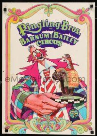 3x153 RINGLING BROS & BARNUM & BAILEY CIRCUS 17x24 circus poster '70s cool art of clown!