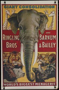 3x849 RINGLING BROS & BARNUM & BAILEY REPRO 24x36 circus poster 1970s cool art of circus animals!