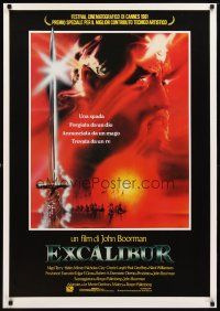 3x599 EXCALIBUR Italian commercial poster '81 John Boorman, fantasy sword artwork by Bob Peak!