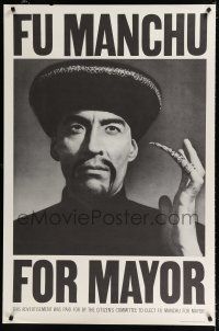 3x600 FACE OF FU MANCHU 30x45 commercial poster '65 image of Asian villain Christopher Lee for mayor