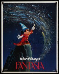 3x601 FANTASIA 22x28 commercial poster '86 great image of Mickey Mouse pointing at stars!