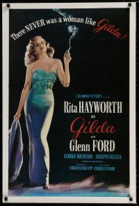 3x605 GILDA 24x36 commercial poster '88 artwork of sexy Rita Hayworth in sheath dress!