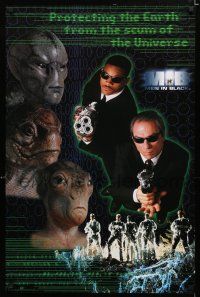 3x642 MEN IN BLACK commercial poster '97 Will Smith & Tommy Lee Jones with aliens & huge guns!