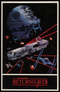 3x654 RETURN OF THE JEDI commercial poster '83 art of Death Star, Millenium Falcon & more!