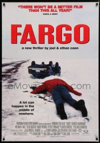 3x732 FARGO 27x39 video poster '96 a homespun murder story from the Coen Brothers, great image!