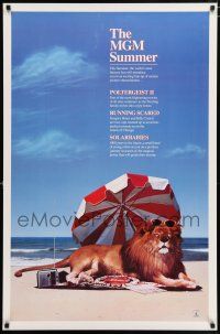 3x462 MGM SUMMER 27x41 film festival poster '86 cool MGM lion on beach image!