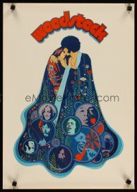 3x083 WOODSTOCK German 17x23 '70 classic rock & roll concert, great artwork!