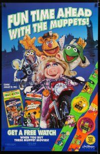 3x742 GREAT MUPPET CAPER/MUPPET MOVIE 26x40 video poster '93 Miss Piggy on bike, Kermit, Fozzie!