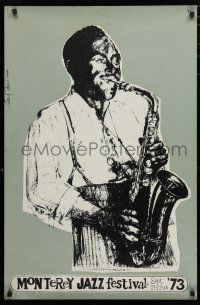 3x409 MONTEREY JAZZ FESTIVAL 23x35 music poster '73 Newman art of Charlie Parker playing sax!