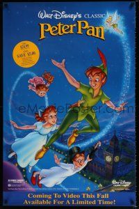 3x782 PETER PAN 26x40 video poster R90 Disney animated cartoon fantasy classic, great art!