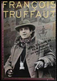 3x453 FRANCOIS TRUFFAUT FILM FORUM 27x39 film festival poster '90s smoking image of the director!