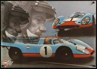 3x488 GULF PORSCHE 917 2-sided 24x33 Swiss advertising poster '70s Jo Siffert & schematic of racer!