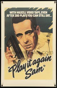 3x495 MAXELL: PLAY IT AGAIN SAM 26x40 advertising poster '83 cool artwork of Humphrey Bogart w/VHS