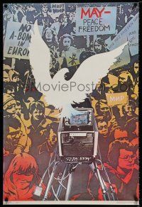 3x091 MAY-PEACE FREEDOM Russian 26x38 special '89 cool art of dove over camera filming protest!