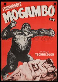 3x318 MOGAMBO Spanish/U.S. special 16x22 '53 art of Clark Gable, Ava Gardner & giant African ape!