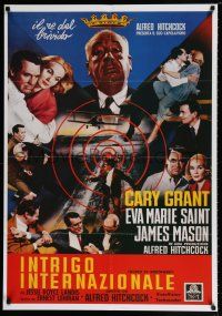 3x182 NORTH BY NORTHWEST 28x40 Italian REPRO '90s Cary Grant, Hitchcock classic!