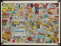 3x498 NOVOTEL 18x24 advertising poster '80s wonderful New York City map art!