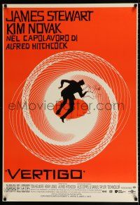 3x205 VERTIGO 27x39 Italian REPRO '96 Alfred Hitchcock classic, wonderful artwork by Saul Bass!