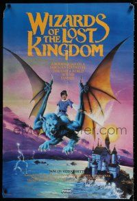 3x834 WIZARDS OF THE LOST KINGDOM 24x36 video poster '85 cool fantasy art of boy on winged lion!