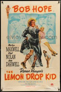 4a493 LEMON DROP KID 1sh '51 wacky artwork of Bob Hope in drag, Marilyn Maxwell!