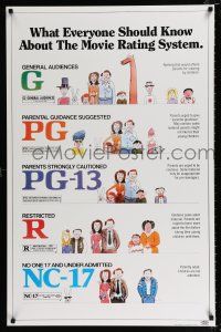 4d512 MOVIE RATING SYSTEM 1sh '90 helpful MPAA guide, cool artwork by Clarke!