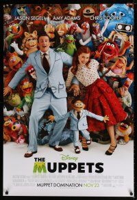 4d524 MUPPETS advance DS 1sh '11 Kermit, Fozzie, Miss Piggy, Jason Segel, pretty Amy Adams!