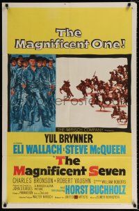 4f486 MAGNIFICENT SEVEN 1sh '60 Yul Brynner, Steve McQueen, John Sturges' 7 Samurai western!