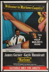 4g211 MARLOWE Aust 1sh '69 sexy Sharon Farrell's legs & James Garner with booze and gun in hands!