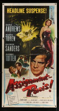 4j290 ASSIGNMENT PARIS 3sh '52 Dana Andrews, sexy Marta Toren, George Sanders, Audrey Totter