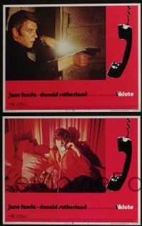 4k284 KLUTE 8 LCs '71 Donald Sutherland & call girl Jane Fonda, dangling telephone art!