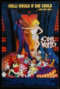 4r170 COOL WORLD 1sh '92 Brad Pitt w/great cartoon art of sexy Kim Basinger as Holli!