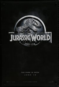 4r419 JURASSIC WORLD teaser DS 1sh '15 Jurassic Park sequel, cool image of the classic logo!