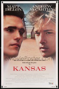 4r425 KANSAS 1sh '88 huge close-up image of Matt Dillon & Andrew McCarthy!