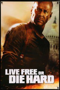 4r450 LIVE FREE OR DIE HARD teaser 1sh '07 Bruce Willis by the U.S. capitol building!