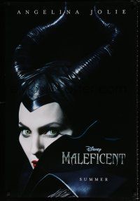 4r470 MALEFICENT teaser DS 1sh '14 cool close-up image of sexy Angelina Jolie in title role!