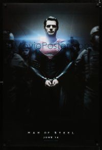 4r473 MAN OF STEEL teaser DS 1sh '13 Henry Cavill in the title role as Superman handcuffed!