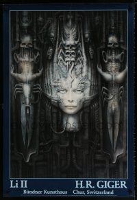 4z277 LI II 27x39 Swiss art exhibition '80s H.R. Giger art of woman & skull creatures!