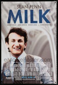 5c476 MILK DS 1sh '08 Gus Van Sant, close-up of Sean Penn in his Best Actor Academy role!