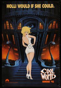 5k188 COOL WORLD teaser 1sh '92 great full-length cartoon art of sexy Kim Basinger as Holli!