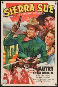 5r859 SIERRA SUE 1sh '41 Gene Autry, Smiley Burnette & Fay McKenzie in title role!