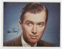 5t600 JAMES STEWART signed color 8x10 REPRO still '80s head & shoulders portrait in tie & jacket!