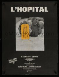 5y715 HOSPITAL French 23x30 '71 George C. Scott, Paddy Chayefsky, wacky Jouineau Bourduge design!