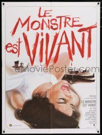 5y716 IT'S ALIVE French 24x32 '74 Larry Cohen directed horror, cool bloody title by Michel Landi!