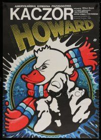 5y416 HOWARD THE DUCK Polish 26x37 '87 George Lucas, cool Jakub Erol art of pointing waterfowl!